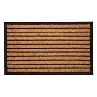 Stripes Rubber Bordered Coir Doormat - Anti-slip, Secure Backing, Non-slip Grip, Safety Mat, Stay-in-place