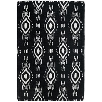 Surah Black And White Tribal Pattern P.E.T Indoor Outdoor Rug Plush Carpet