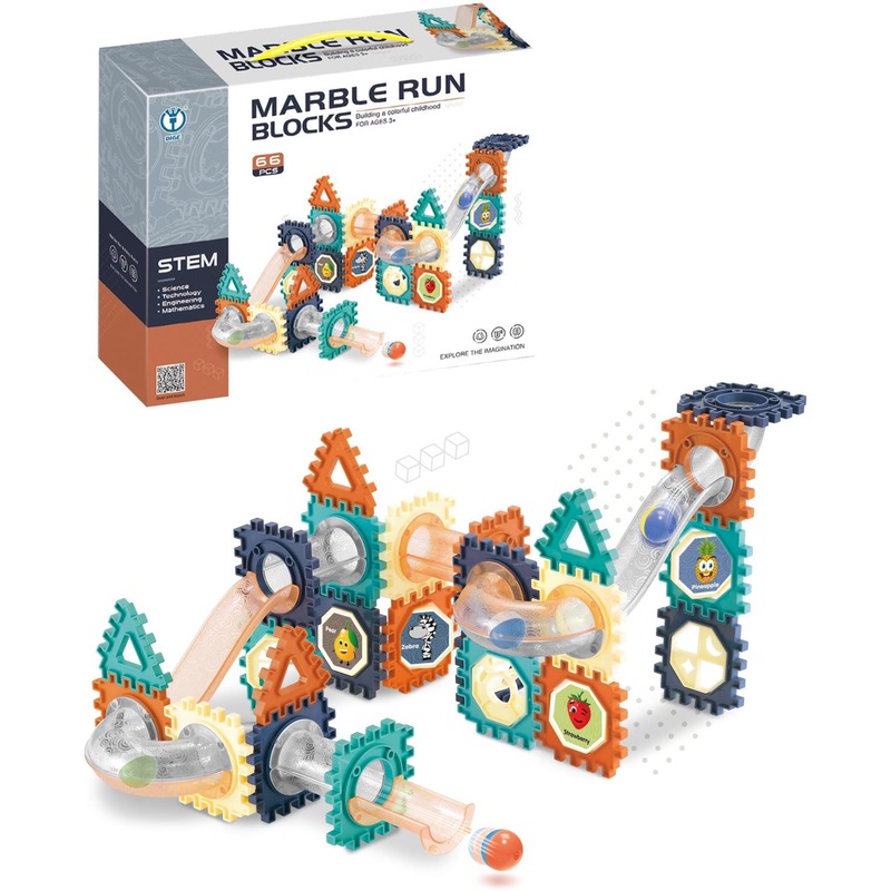 Buy 66 Pcs Marble Run Blocks Set MyDeal