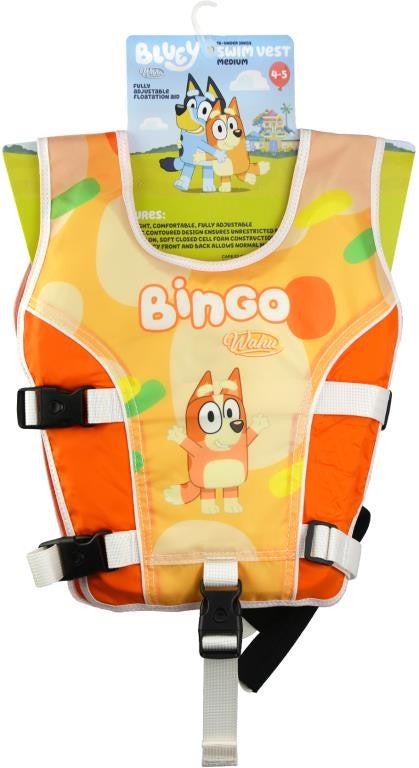 Bluey Swim Vest Child Medium 25-30Kg Bingo Orange