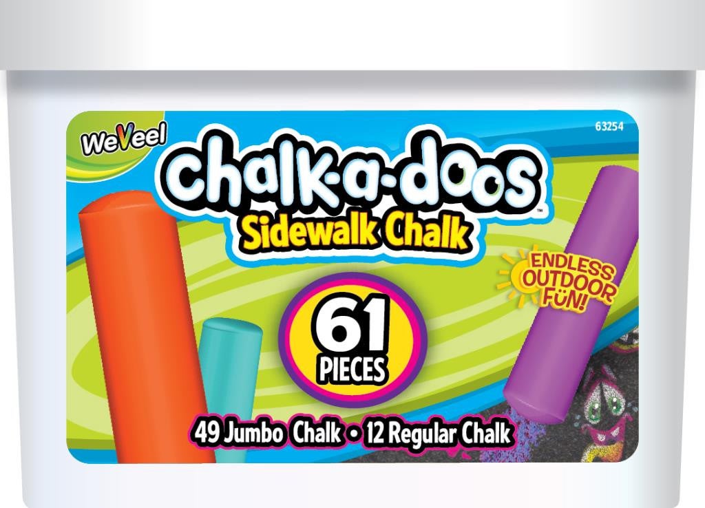 Chalk-A-Doos 61Pc Sidewalk Chalk In Tub