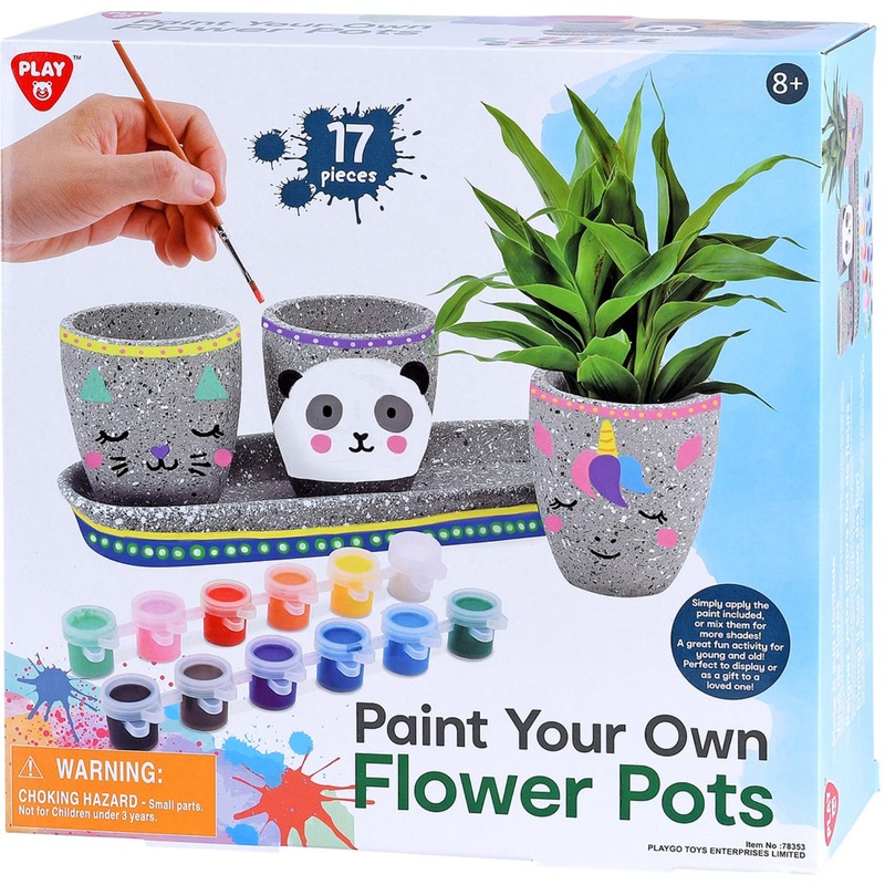 Buy Paint Your Own Flower Pots Cement 17 Pcs MyDeal