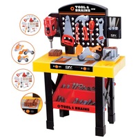 Tool Bench With Tools, Saw, Drill, Nuts And Bolts