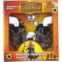 Twin Western Gun Play Set - Holsters, Belt & Badge