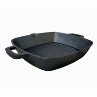 YES4HOMES 26 cm Barbecue Cast Iron Fry Grill Pan Pre-Seasoned Oven Safe Grill Frypan