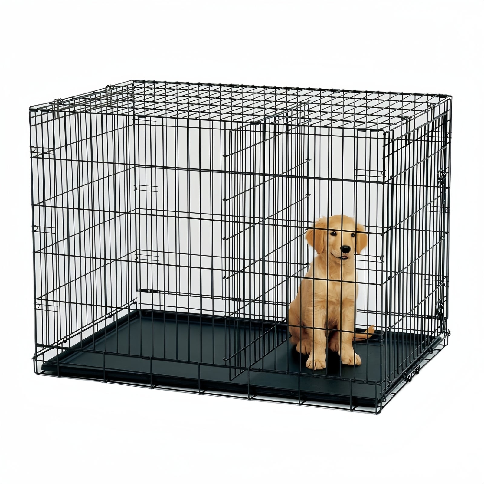YES4PETS 30' Collapsible Metal Dog Crate Cage Cat Carrier With Divider