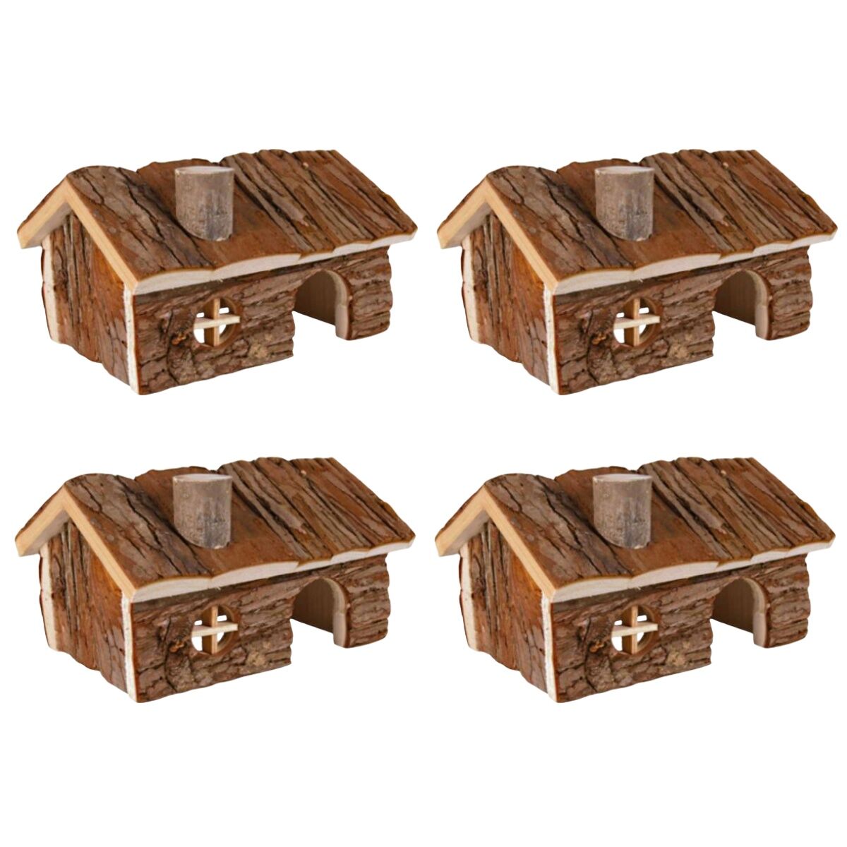 Buy 4 X YES4PETS Natural Wooden Hamster Wooden House Small Pet Hideout ...
