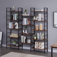YES4HOMES Industrial Shelf Bookshelf, Vintage Wood and Metal Bookcase Furniture for Home & Officeokcase Furniture for Home & Office