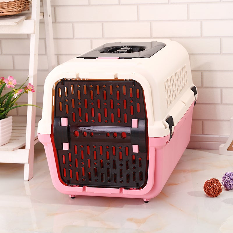 YES4PETS Large Dog Cat Crate Pet Rabbit Carrier Travel Cage With Tray & Window