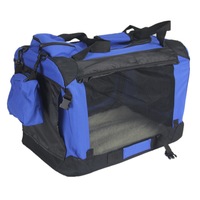 YES4PETS Large Foldable Soft Crate With Curtain-Blue