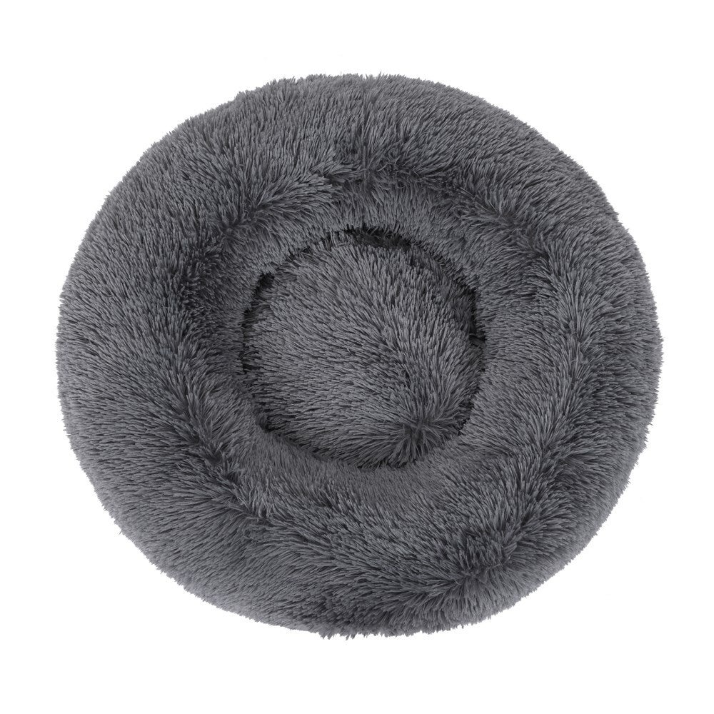 YES4PETS Large Round Calming Plush Cat Dog Bed Large Comfy Puppy Fluffy 70x70x21cm