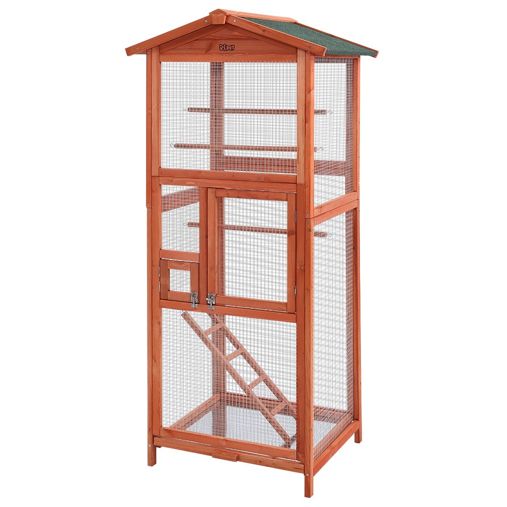 View of Buy Bird Cage Wooden Pet Cages Aviary Large Carrier Travel Canary ...