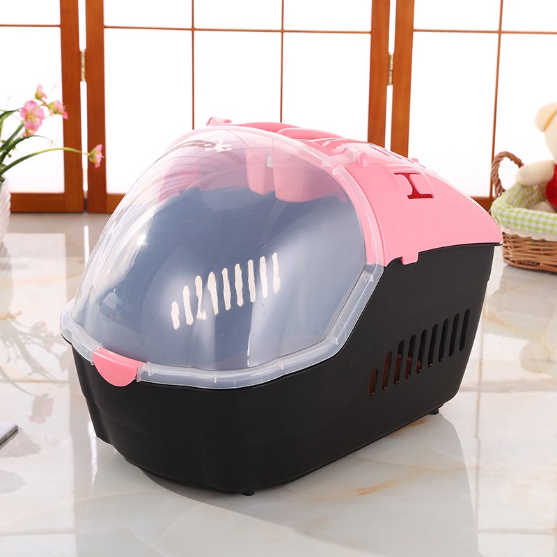 Small Portable Travel Dog Cat Crate Pet Carrier Cage Comfort With Mat-Pink