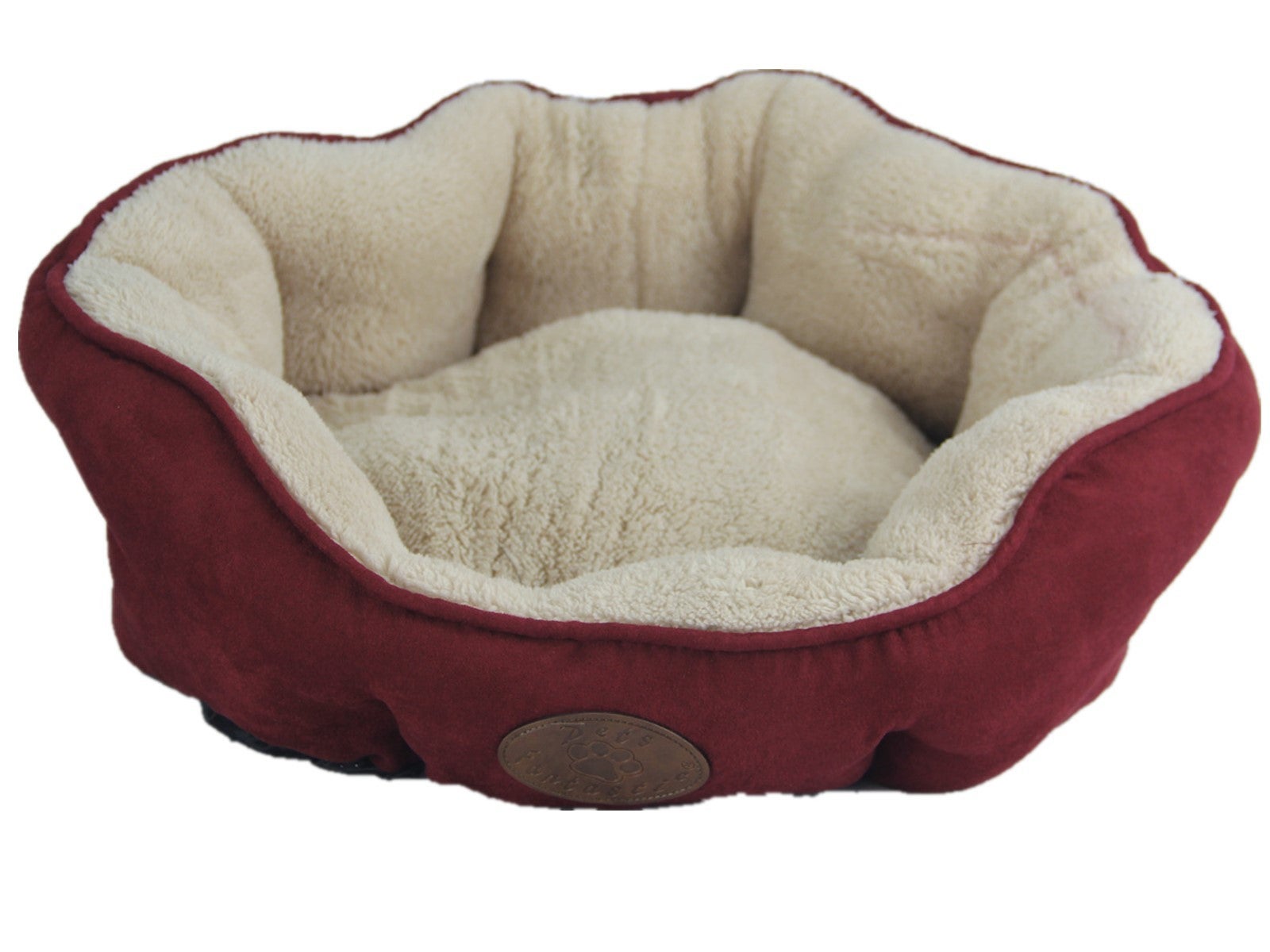 Washable Red / Grey / Beige Fleece Pet Dog Cat Soft Bed-Medium