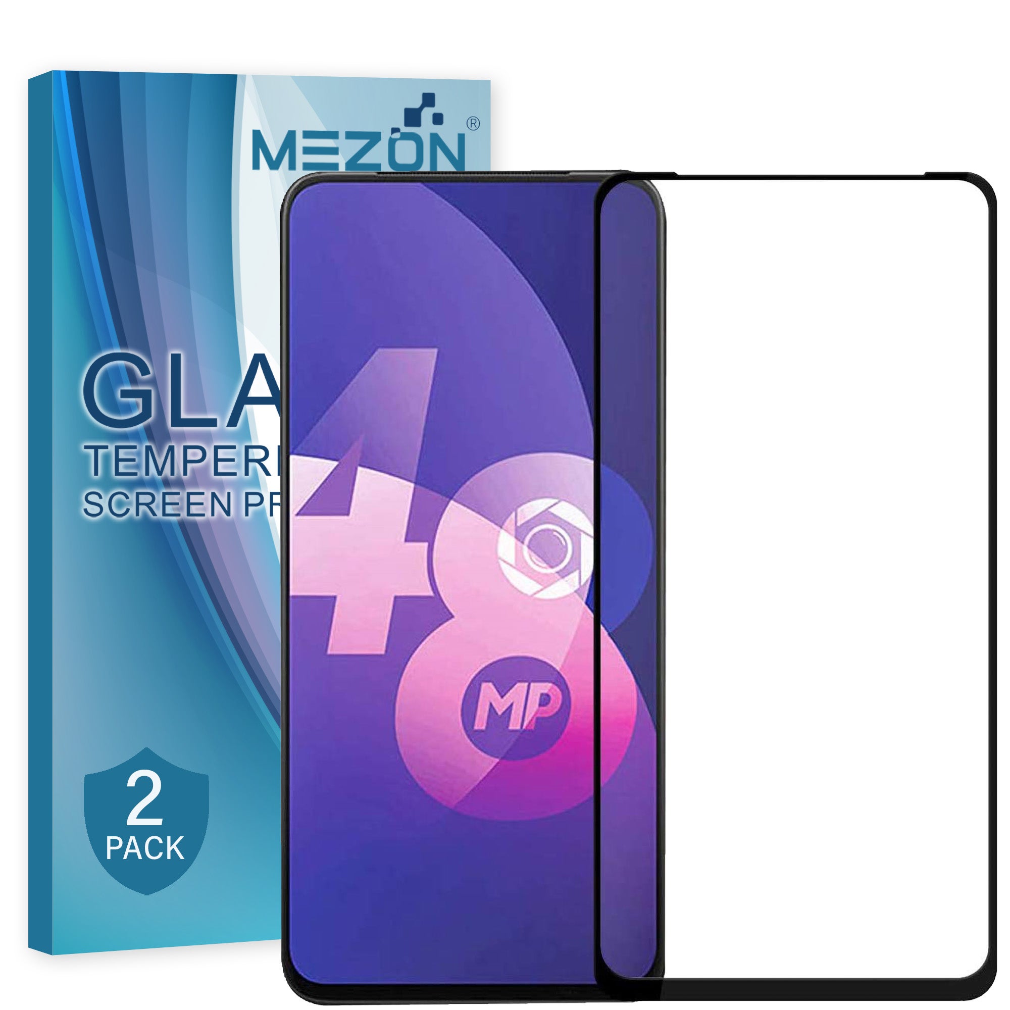 [2 Pack] Full Coverage OPPO Reno2 Z Tempered Glass Crystal Clear Premium 9H HD Screen Protector by MEZON (OPPO Reno2 Z, 9H Full)