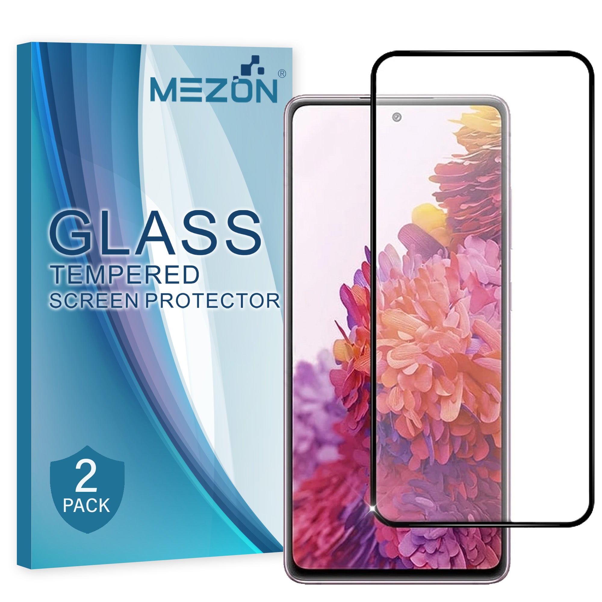 [2 Pack] Full Coverage Samsung Galaxy S20 FE Tempered Glass Crystal Clear Premium 9H HD Screen Protector by MEZON (S20 FE, 9H Full)