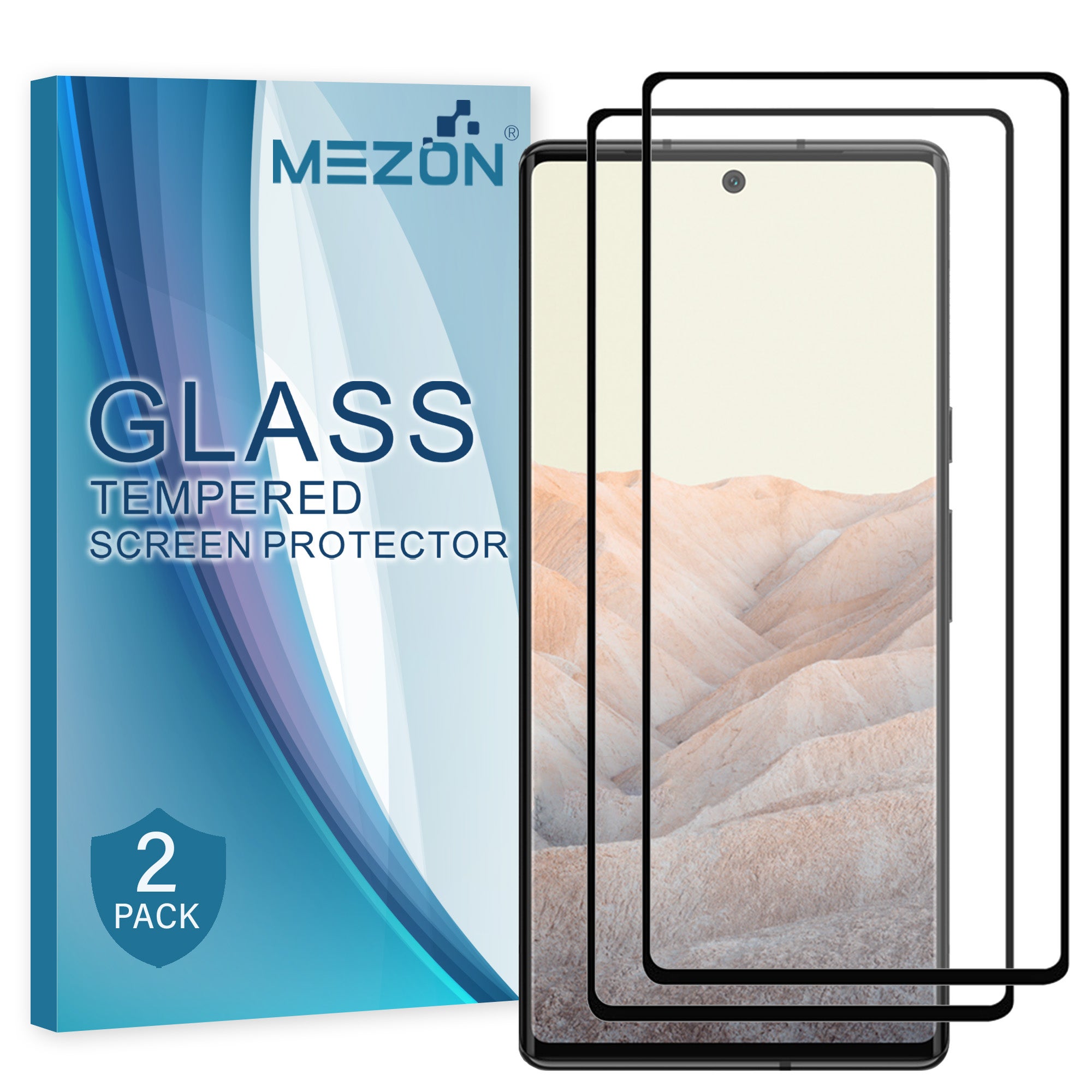 [2 Pack] Google Pixel 6 Pro (6.7") Tempered Glass Full Coverage Crystal Clear Premium 3D Edge 9H HD Screen Protector by MEZON (Pixel 6 Pro, 5D)