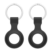 [2 pack] MEZON Black Silicone Protective Case Holder for Apple AirTag Tracker with Keychain Ring (Silicone, 2x Black) – FREE EXPRESS