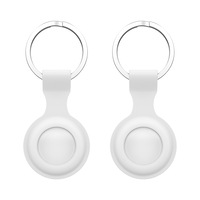 [2 pack] MEZON White Silicone Protective Case Holder for Apple AirTag Tracker with Keychain Ring (Silicone, 2x White)