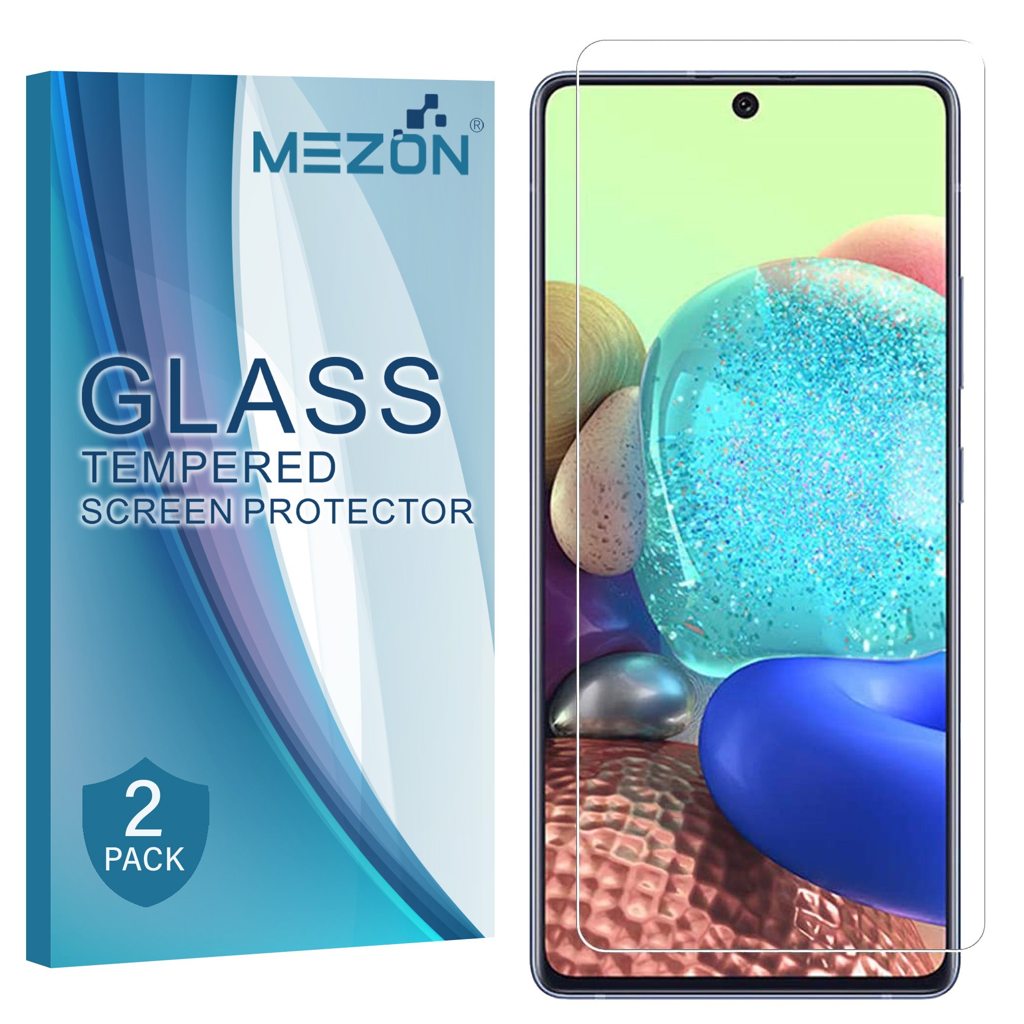 [2 Pack] Samsung Galaxy A71 5G Tempered Glass Crystal Clear Premium 9H HD Screen Protector by MEZON – Case Friendly, Shock Absorption (A71 5G, 9H)