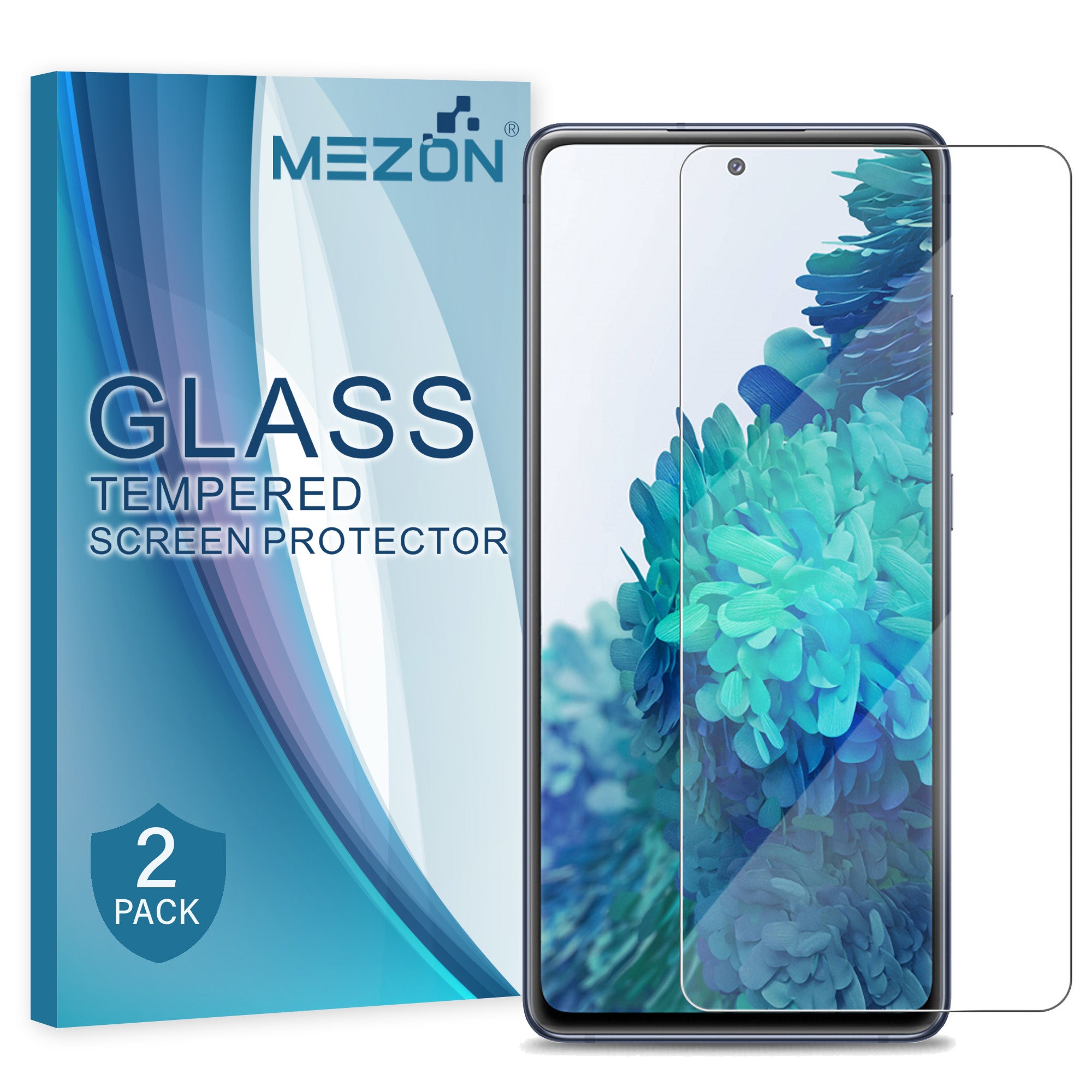 [2 Pack] Samsung Galaxy S20 FE Tempered Glass Crystal Clear Premium 9H HD Screen Protector by MEZON – Case Friendly, Shock Absorption (S20 FE, 9H)