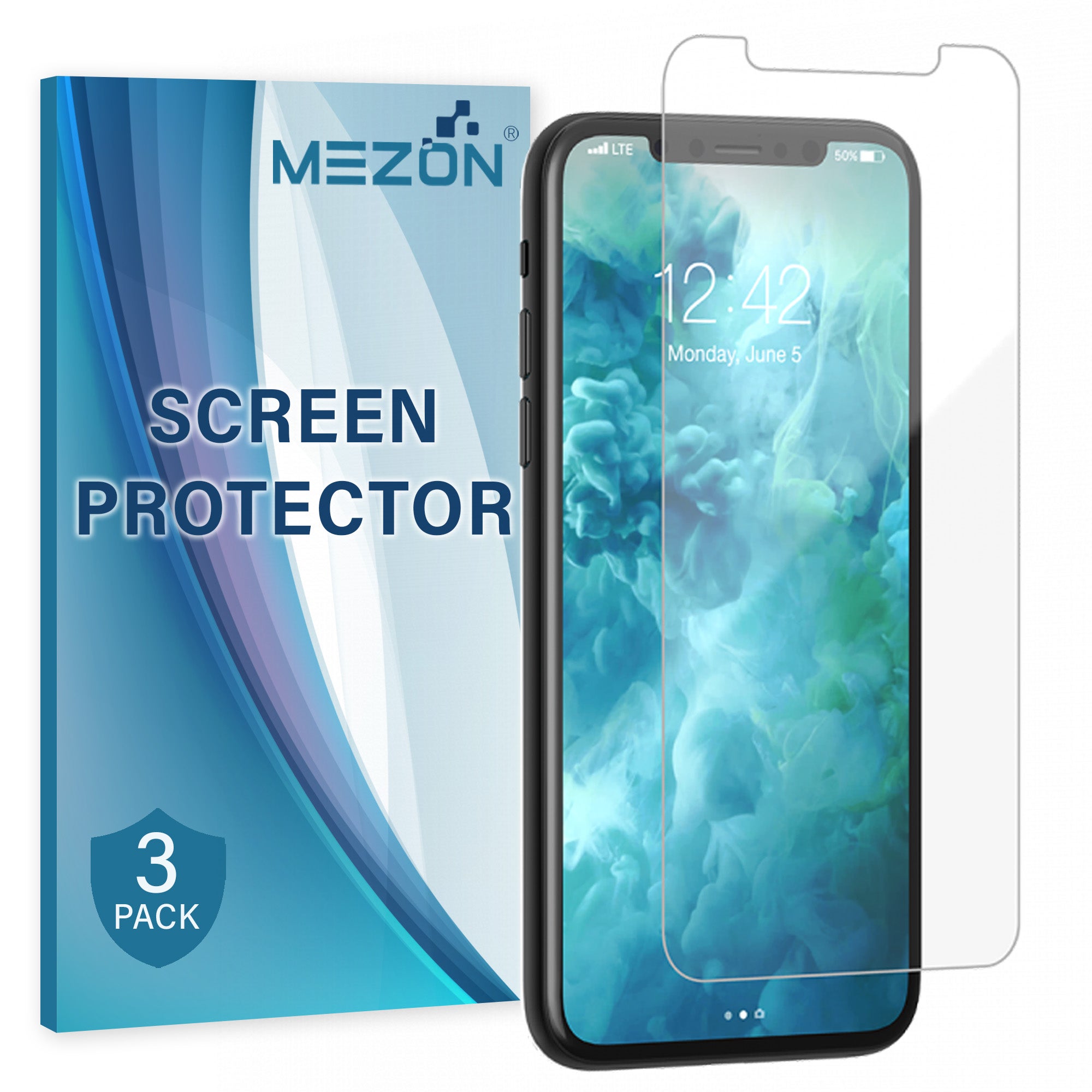 [3 Pack] Apple iPhone XR (6.1") Ultra Clear Screen Protector Film by MEZON – Case Friendly, Shock Absorption (iPhone XR, Clear)