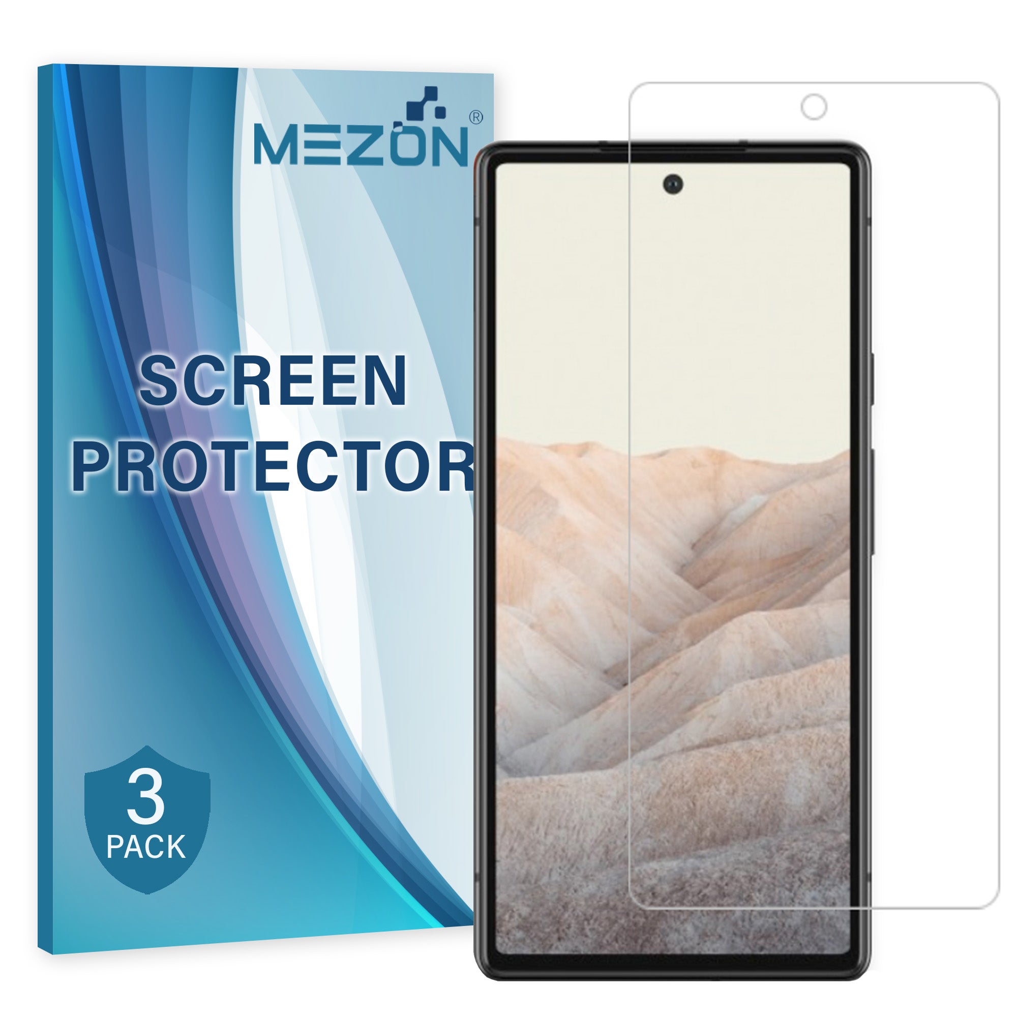 [3 Pack] Google Pixel 6 (6.4”) Ultra Clear Screen Protector Film by MEZON – Case Friendly, Shock Absorption (Pixel 6, Clear) – FREE EXPRESS