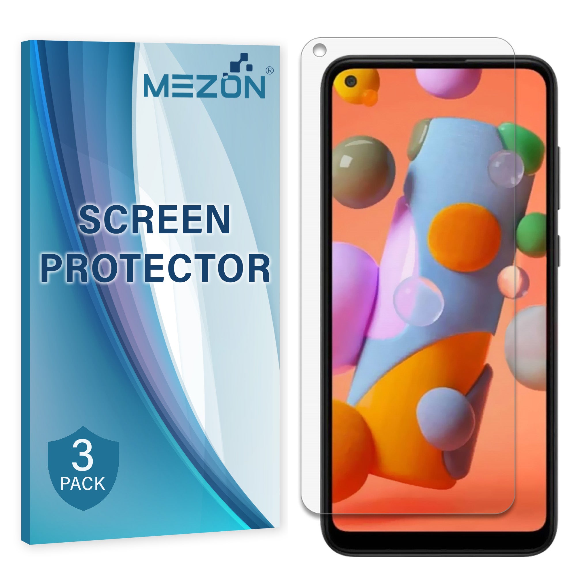 [3 Pack] Samsung Galaxy A21s Ultra Clear Screen Protector Film by MEZON – Case Friendly, Shock Absorption (A21s, Clear)