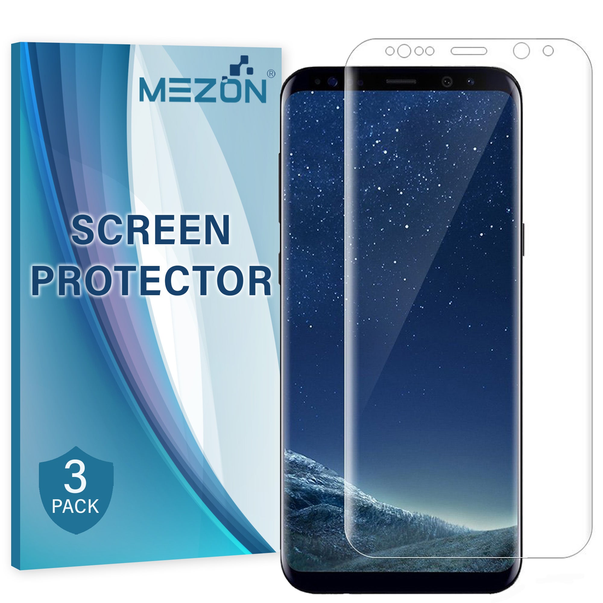 [3 Pack] Samsung Galaxy S8 Ultra Clear Edge-to-Edge Full Coverage Screen Protector Film by MEZON – Case Friendly, Shock Absorption (S8, Clear)