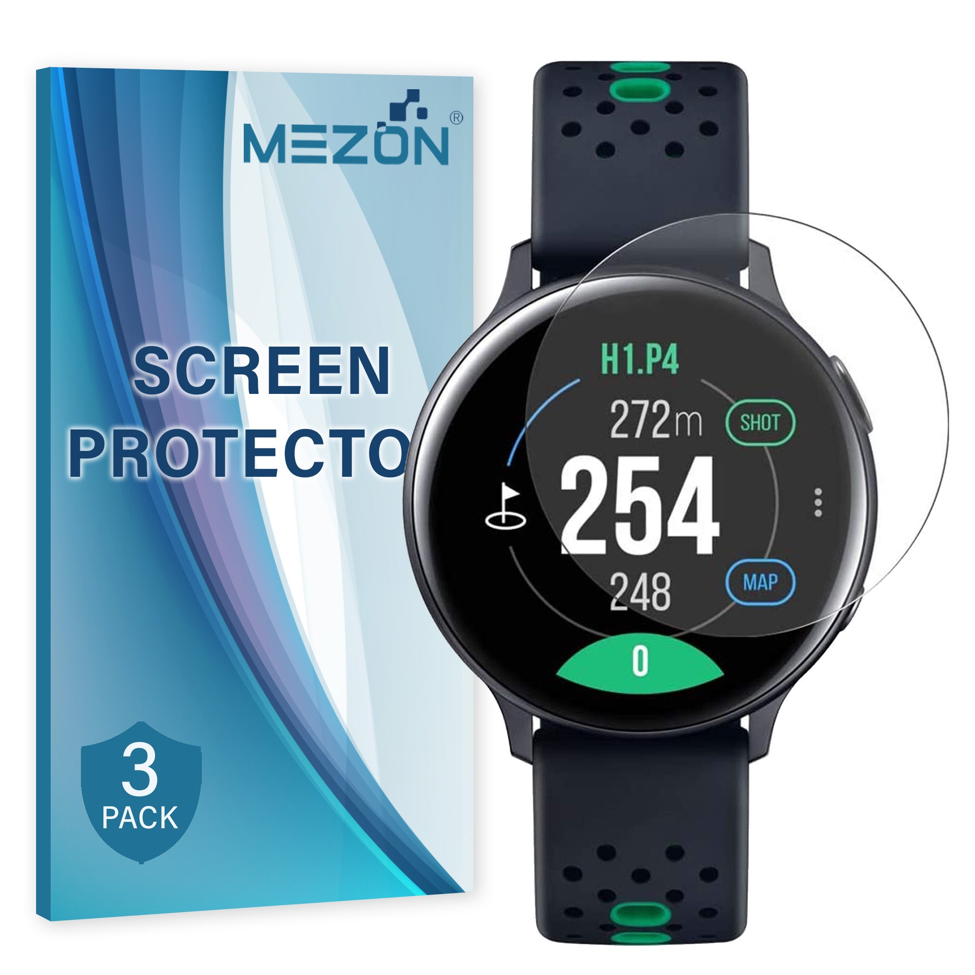 [3 Pack] Samsung Galaxy Watch Active2 (44 mm) Ultra Clear TPU Film Screen Protectors by MEZON – High Protection, Shock Absorption (Active 2 44mm, Clear)