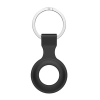 MEZON Black Silicone Protective Case Holder for Apple AirTag Tracker with Keychain Ring (Silicone, Black)
