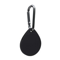 MEZON Black Silicone Protective Full Coverage Case Holder for Apple AirTag Tracker with Keychain Ring (Silicone Full, Black)