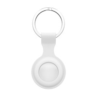 MEZON White Silicone Protective Case Holder for Apple AirTag Tracker with Keychain Ring (Silicone, White)