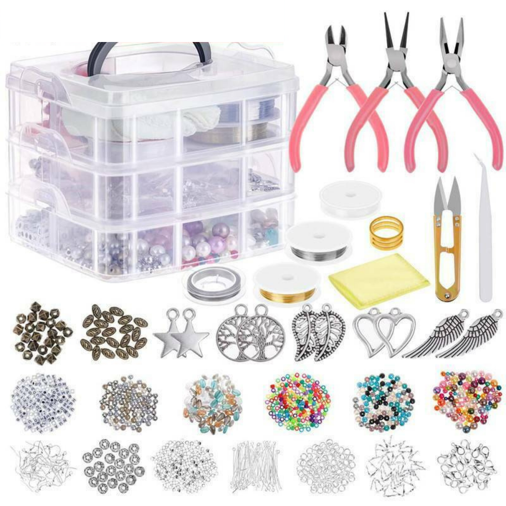 1186pce Jewellery Making Craft Kit Necklaces, Bracelets, Earrings DIY Supplies Beads & Tools