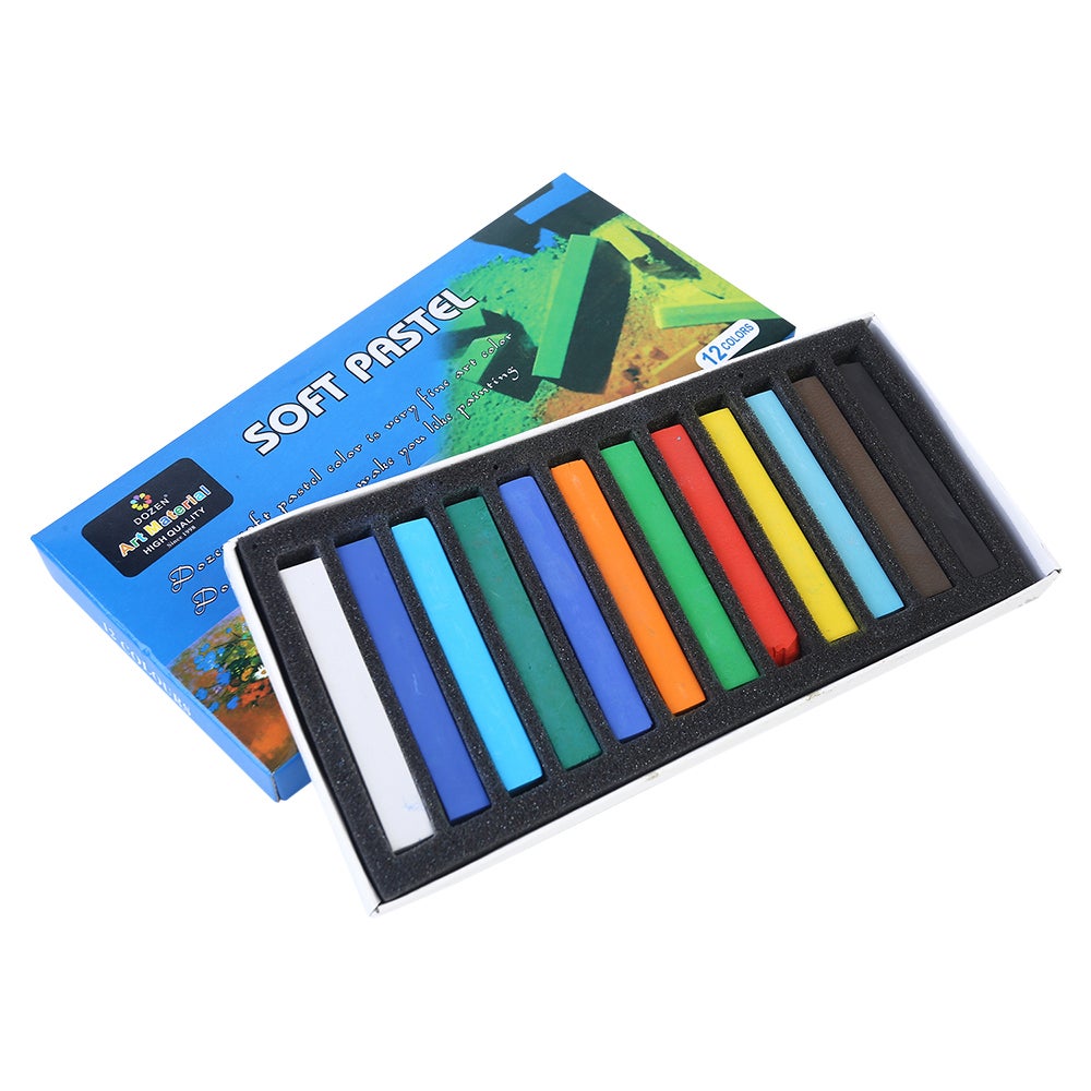  12pce Soft Pastels In Boxed Packaging 12 Bright Colours 