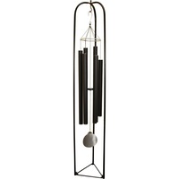165cm Grand Hand Tuned Wind Chime with 180cm Premium Modern Stand, Black and Silver