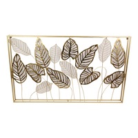 1pce 102cm Gold Leaf 3D Metal Wall Art Depth Effect Greenery Inspired Ornament