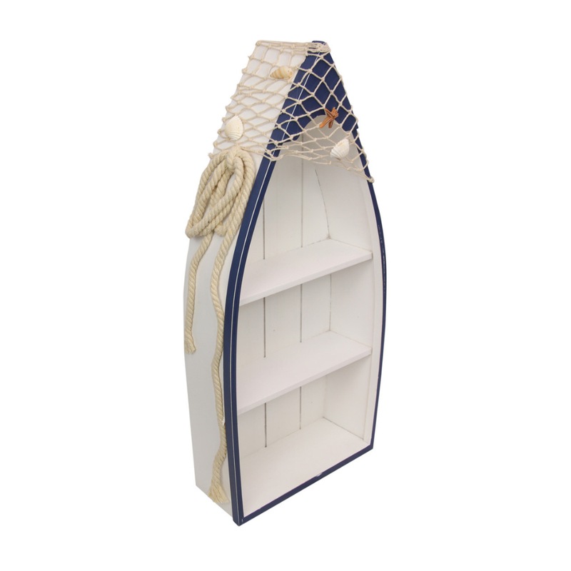 Buy 1pce 51cm Boat Display Shelf In Dark Blue & White Shell / Net