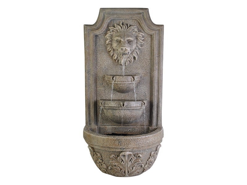 67cm Lion Head Water Fountain Tiered Wall Art Statue, Indoor or Outdoor