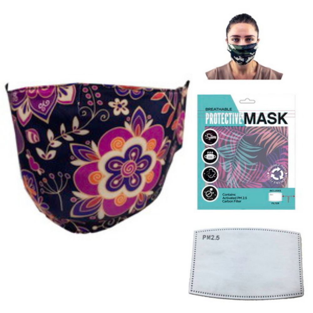 1pce Pink Flower Face Mask Protective Includes PM 2.5 Carbon Filter