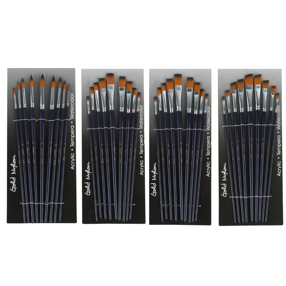 36pce Paint Brush Bundled Set Round, Flat, Angled & Bright Tips Artist Quality