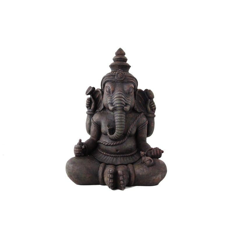 Buy 40cm Garden Ganesh Sitting Statue with Rat Worshipper, Made of ...