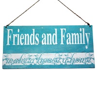 Friends and Family Wooden Hanging Sign 40cm x 20cm Shabby Chic