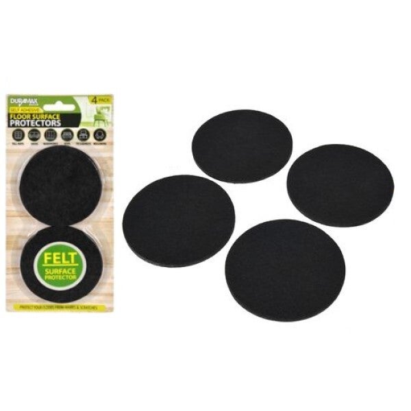 4pce Black EVA Self Adhesive Round Floor Surface Protector Anti Slip 7.5cm