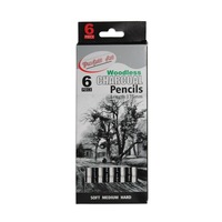 6pce Woodless Charcoal Pencil Grades Set