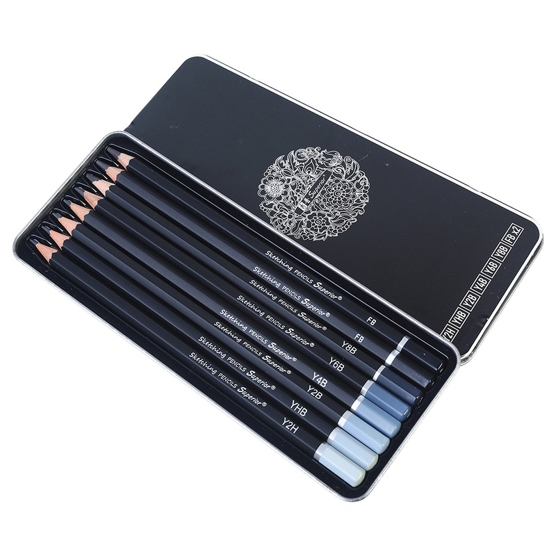 Buy 8pce Graphite Lead Pencils in Assorted Depths of Colour In Metal