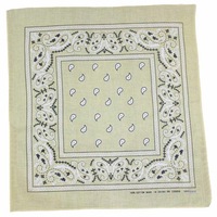 Bandana Beige Marine Paisley 1pce 54cm 100% Cotton Head Wrap Scarf
