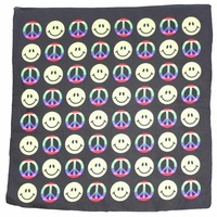 Bandana Rainbow Peace & Emoji Faces 1pce 54cm 100% Cotton Head Wrap Scarf