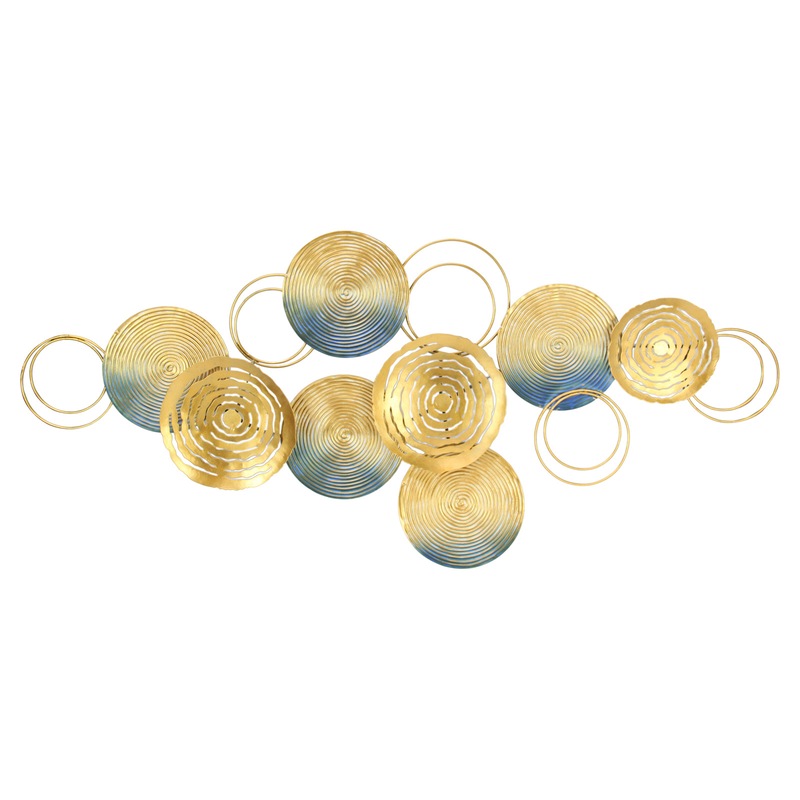 Buy Blue & Gold Metal Disc Wall Art 99cm Length Moroccan 3D Decor MyDeal
