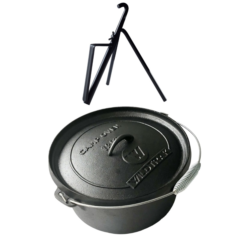 Buy Camp Oven Pot 11.3L + Lid Lifter & Stand, Black Cast Iron, Bail